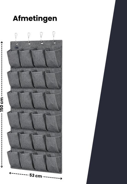 Schoenenkast Hangend - Schoenenzak 24 vakken - Opbergen van Schoenen aan Deur - Schoenenzak licht grijs - Oplossing voor rondslingerende schoenen - Hoogwaardige Schoenenkast