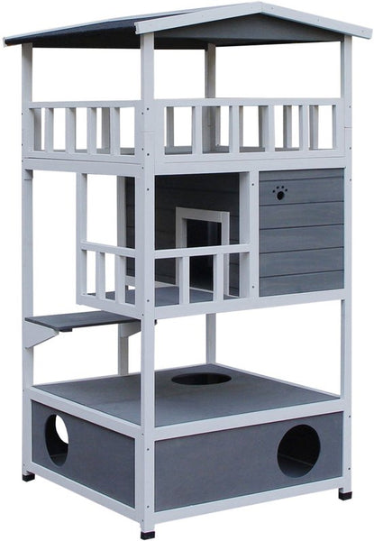 4goodz Kattenhuis Winterbestendig 75 x 75 x 137 cm - Grijs