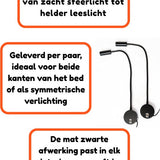 DMG Supply Bed Leeslampjes - Set van 2 - Mat Zwart - Dimbaar - Leeslamp - Wandlamp - Hoofdbord