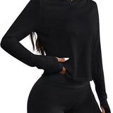 SparkNine Blaze sport hoodie - met capuchon & stijlvolle print - XL - zwart - sporttrui dames - longsleeve - ademend & lichtgewicht