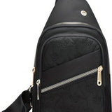 Sasemy - Borsttas Sling BagVoor Dames - Sling Bag - 2 rits-vakken - Dames - Heren - Zwart - Bloemen print #10 - 30 x 16 x 6 - Reistas - Schoudertas - Crossbody bag - Moederdag Cadeau - Verjaardag Cadeau - Sinterklaas Cadeau - Kerst Cadeau