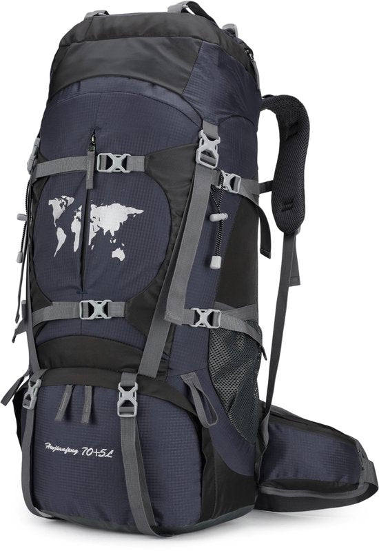 Trekking Rugzak 70+5L – Grote Backpack voor Reizen, Hiken & Backpacken – Ergonomisch, Ademend & Waterafstotend
