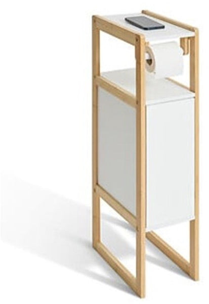 Toiletrolhouder Natureo met Reserverolhouder 33x20x80cm - Wit/Bruin