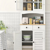 Klassieke Buffetkast Hoog met 2 matglas deuren 39x68x170 cm - Wit