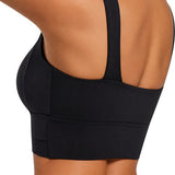 SparkNine Flexaura sport BH - stijlvolle sportbeha - ingebouwde pads - M - zwart - high support ondersteuning - cross design