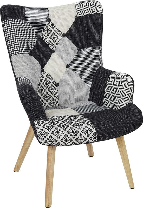 Patchwork Fauteuil met Armleuning Helsinki - Comfortabel - Zwart
