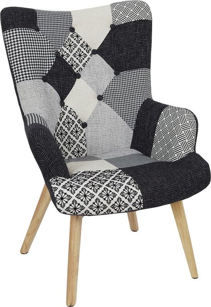Patchwork Fauteuil met Armleuning Helsinki - Comfortabel - Zwart