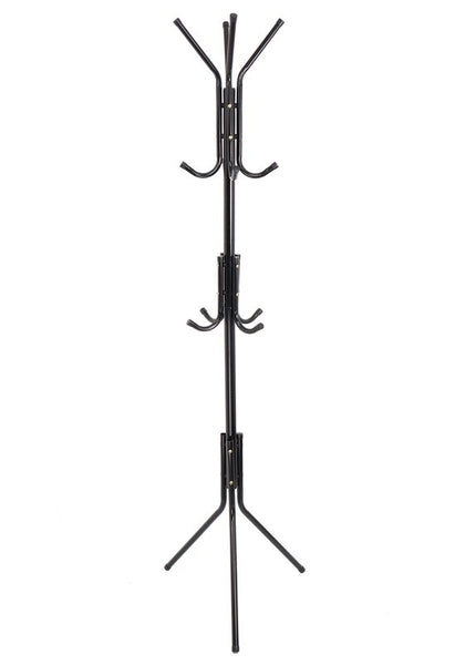 Kapstok Staand – Kledingrek met 12 Haken – Hoogte 172 cm – Staande Kapstok Metaal – Vrijstaande Kapstok – Zwart – Voor Hal, Slaapkamer en Kantoor