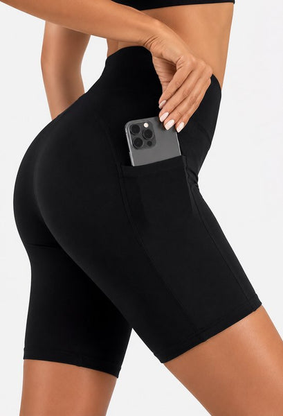 SparkNine Softflow korte sportbroek - met zakken - zachte stof - M - zwart - dames short - half lang - fietsshort