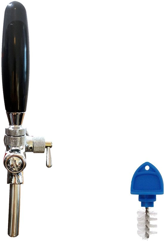 Biertap Kraan RVS met Zwarte Hendel – Professionele Tapkraan voor Thuistap & Horeca incl. Reinigingsborstel