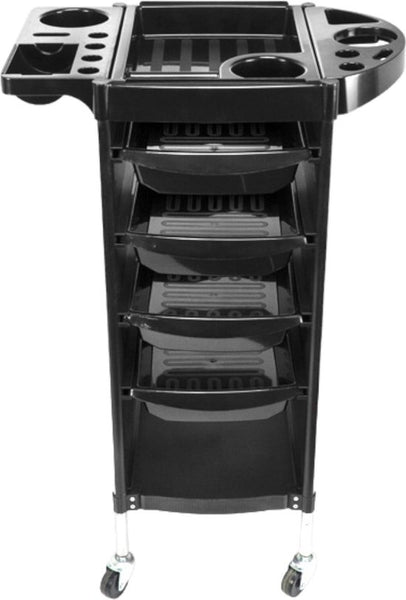 Kappers Trolley - Zwart - 4 Lades - Werkwagen Op Wieltjes - Werkwagen voor Kappers en Schoonheidsspecialisten