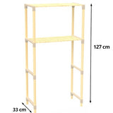 Fixwood 2-Laags Wasmachine Rek – Beige - Houten Opbergrek voor Wasmachine – Ruimtebesparend Badkamerrek 127 cm – Beukenlook – 33x66x127 cm