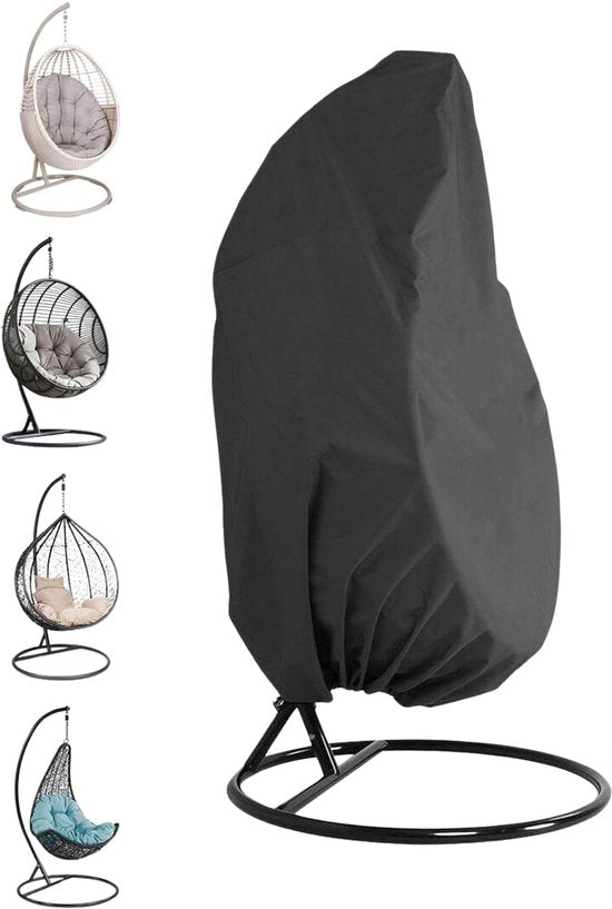 Beschermhoes Hangstoel Egg - Zwart - 190 x 115 cm - Waterproof - Universeel model - Hoes van Egg Chair - Waterdichte Beschermer voor Egg Stoel met Standaard