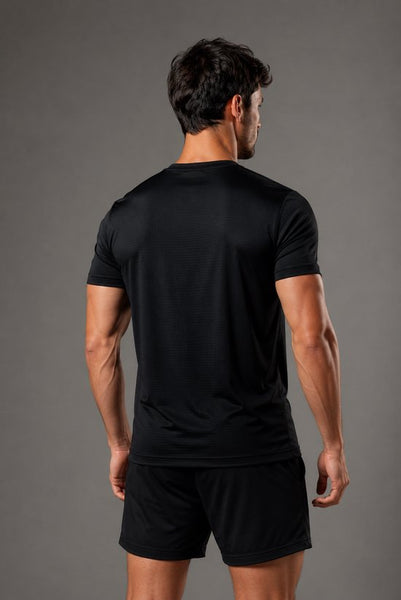 SparkNine Stormcore heren sport t-shirt - sneldrogend & ademend - fitness shirt - S - zwart - korte mauwen - training, rennen, casual dragen
