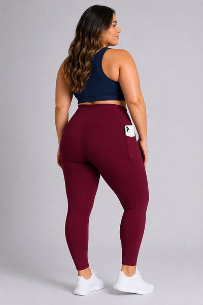 SparkNine Softcurve plus size legging - met zijzakken - 3XL - rood - zachte stof - ademend - niet doorschijnend