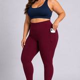 SparkNine Softcurve plus size legging - met zijzakken - XL - rood - zachte stof - ademend - niet doorschijnend