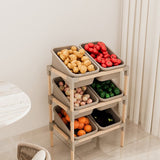 Fixwood 3-laags Opbergrek met 6 uitneembare bakken – Houten Speelgoed- en Groente Organizer – 90x55x39 cm – Duurzaam en multifunctioneel