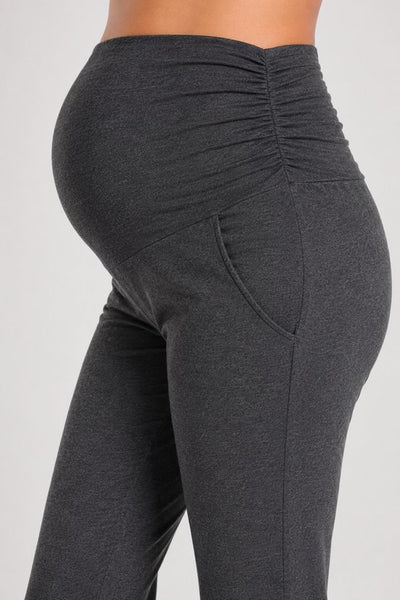 SparkNine Zenstretch zwangerschapslegging - flare broek met steekzakken - XXL - grijs - zachte stof - rekbaar & stijlvol - praktisch - maternity