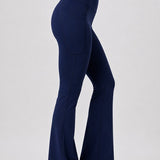 SparkNine Serenaflare dames legging - flare pants - met zakken - S - blauw - hoge taille - stijlvol - elastisch