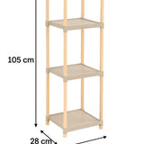 Fixwood Houten Modulaire Opbergrek – Massief Hout & Kunststof – Badkamerrek, Keukenrek of Plantenrek – 105 cm Hoog – Beige-Naturel