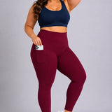SparkNine Softcurve plus size legging - met zijzakken - XXL - rood - zachte stof - ademend - niet doorschijnend