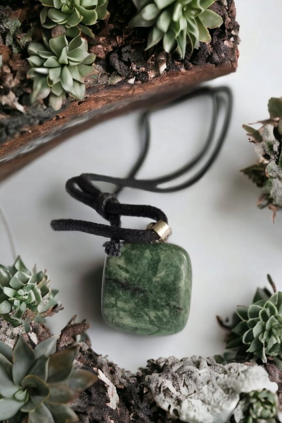 Sasemy - Edelsteen - Groene Jaspis - Edelstenen - Edelsteen Hanger - Edelsteen Ketting - Verjaardag Cadeau -Cadeau - Moederdag - Vaderdag Cadeau - Sinterklaas cadeau - Kerstcadeau