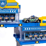 DMG Supply Politiegarage - 4-in-1 - Politiebureau met 2 Metalen Auto’s - 3 Laags Parkeergarage - Speelset