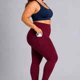 SparkNine Softcurve plus size legging - met zijzakken - XXL - rood - zachte stof - ademend - niet doorschijnend