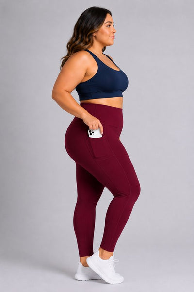 SparkNine Softcurve plus size legging - met zijzakken - XXL - rood - zachte stof - ademend - niet doorschijnend