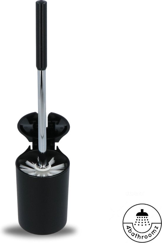 4bathroomz® Dichte Toiletborstel met Wandhouder - Automatische Zwarte Wc borstel