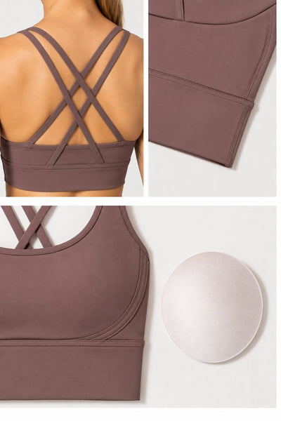 SparkNine Elevate Sportset - tweedelig - L - bruin - high-impact ondersteuning - hoge taille - cross back - compressie - hoge taille - sportkledingset