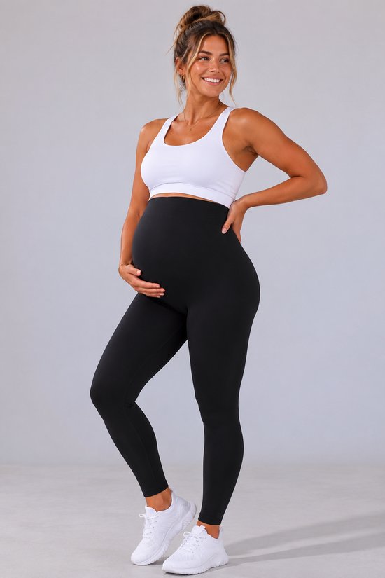 SparkNine Mamaactive maternity legging - XXL - zwart - hoge taille - rekbaar - zacht & ademend materiaal - ondersteunend - zwangerschapslegging