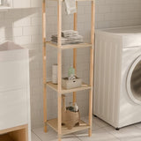 Fixwood Houten Modulaire Opbergrek – Massief Hout & Kunststof – Badkamerrek, Keukenrek of Plantenrek – 105 cm Hoog – Beige-Naturel