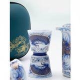 Draagbare Theeset van Porselein – 5-Delige Reistheeset met Handgeschilderde Draak – Luxe Gongfu Theepot & Kopjes