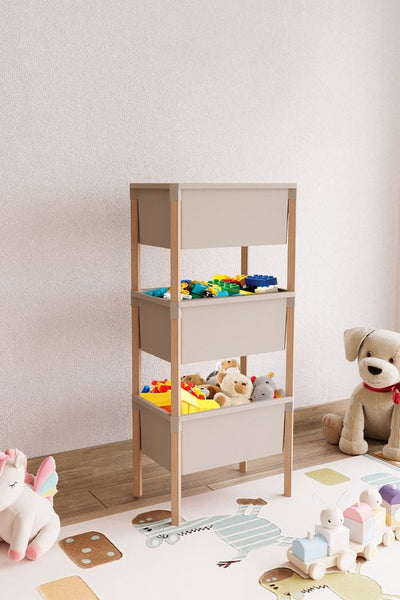 Fixwood Houten 3-Laags Opbergrek – 95x30x30 cm – Multifunctioneel Rek voor Keuken, Badkamer & Speelkamer – Massief Hout & Stevig Kunststof – Eenvoudig te Monteren