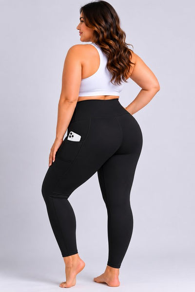 SparkNine Softcurve plus size legging - met zijzakken - L-XL - zwart - zachte stof - ademend - niet doorschijnend