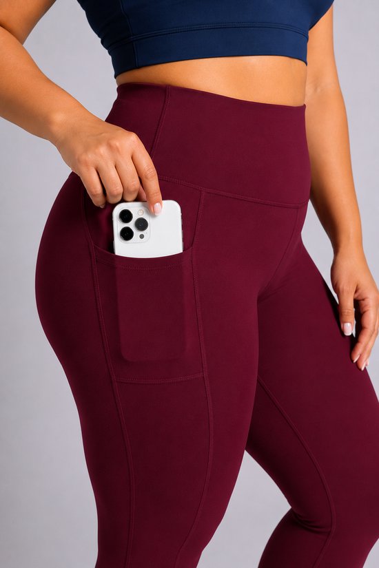 SparkNine Softcurve plus size legging - met zijzakken - XXL - rood - zachte stof - ademend - niet doorschijnend