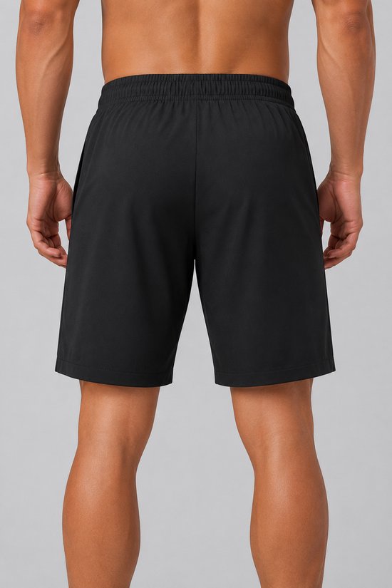 SparkNine Swift heren sport broek - met ritszakken - S - zwart - fitness short - ademend - trainingsshort - elastische band met koord - sneldrogend