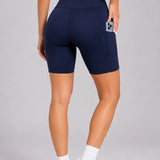 SparkNine Softflow korte sportbroek - met zakken - zachte stof - XXL - donkerblauw - dames short - half lang - fietsshort