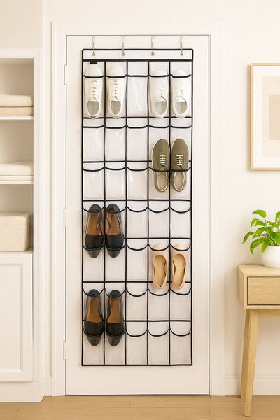 Schoenenkast Hangend - Schoenenzak 35 vakken - Opbergen van Schoenen aan Deur - Schoenenzak Wit-Zwart - Oplossing voor rondslingerende schoenen - Hoogwaardige Schoenenkast