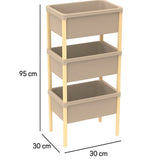 Fixwood Houten 3-Laags Opbergrek – 95x30x30 cm – Multifunctioneel Rek voor Keuken, Badkamer & Speelkamer – Massief Hout & Stevig Kunststof – Eenvoudig te Monteren