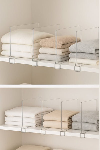 Kastverdelers – 4 stuks – Acryl Plankverdelers voor Kledingkast & Opbergkast – 30 x 20,5 cm – Stevige Schapverdelers – Zonder Boren – Heldere Organizers