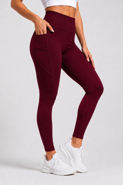 SparkNine Pacepocket dames sportlegging - met handige zakken - S - rood - hoge taille - elastisch - squatproof - niet doorschijnend