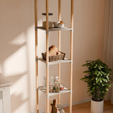 Fixwood Houten Modulaire Opbergrek – Massief Hout & Kunststof – Badkamerrek, Keukenrek of Plantenrek – 127 cm Hoog – Beige-Naturel