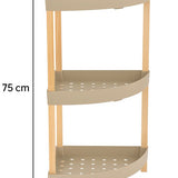 Fixwood Houten Hoekrek – 3-Laags Organizer – Compact Badkamer- en Keukenrek – 75 x 44 cm