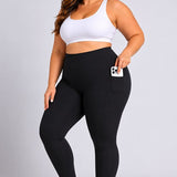 SparkNine Softcurve plus size legging - met zijzakken - L-XL - zwart - zachte stof - ademend - niet doorschijnend