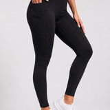 SparkNine Pacepocket dames sportlegging - met handige zakken - XS - zwart - hoge taille - elastisch - squatproof - niet doorschijnend
