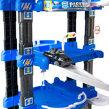 DMG Supply Politiegarage Speelset - 3-Laagse Speelgoedgarage met Lift en Helikopterplatform - Met 2 Auto’s en 1 Helikopter - Vanaf 3 Jaar