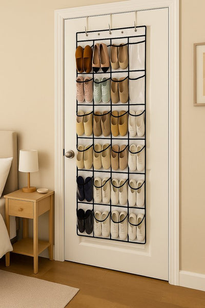 Schoenenkast Hangend - Schoenenzak 35 vakken - Opbergen van Schoenen aan Deur - Schoenenzak Wit-Zwart - Oplossing voor rondslingerende schoenen - Hoogwaardige Schoenenkast
