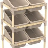 Fixwood 3-laags Opbergrek met 6 uitneembare bakken – Houten Speelgoed- en Groente Organizer – 90x55x39 cm – Duurzaam en multifunctioneel